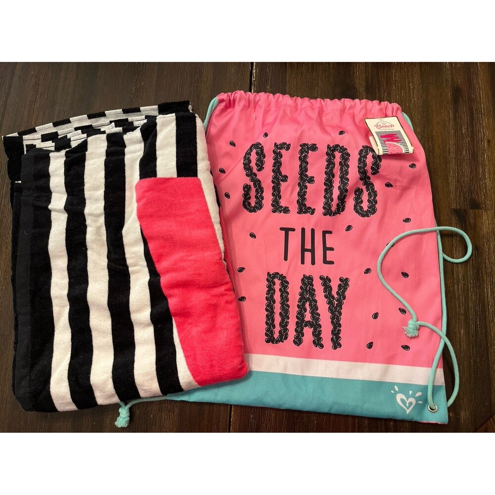 NWT Justice 2pc cinch bag with matching bath towel